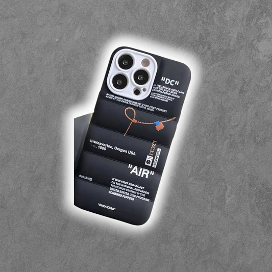 Hot Off Sports Shoes Brand Phone Puffer Case for iPhone Case and Model for 15 14 13 12 Mini 11 X XS Max XR 7 8 Plus Sneakers ins White or Black Label Soft Cover-Black for 15 Pro(Black)